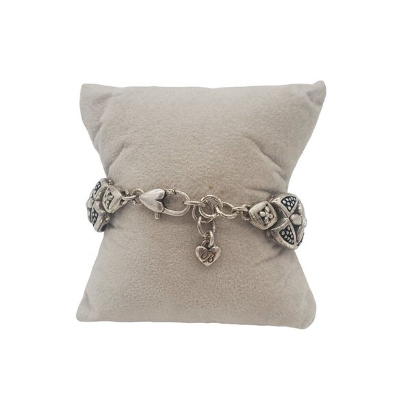 BRIGHTON Silver Bracelet with Black Enamel and Crystals - Picture 2 of 5